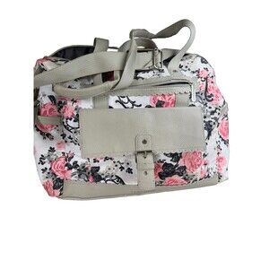 Laura Ashley Baby Satchel Diaper Bag Pink Floral Gray Large exc Cond